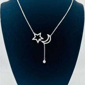 Celestial Silver Star and Moon Necklace
